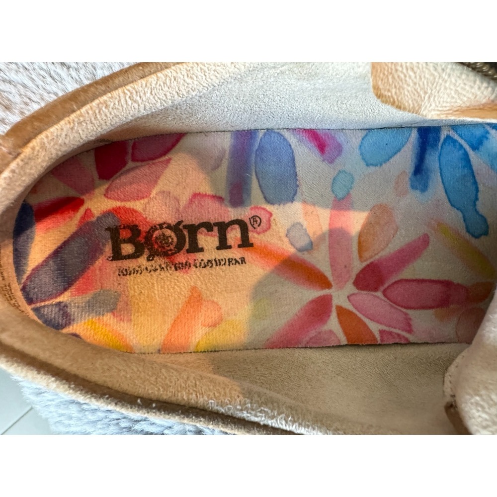 BORN Tamara Tan Suede Leather Lace Up Sneakers Side Zip Comfort Slip-On - Picture 7 of 9
